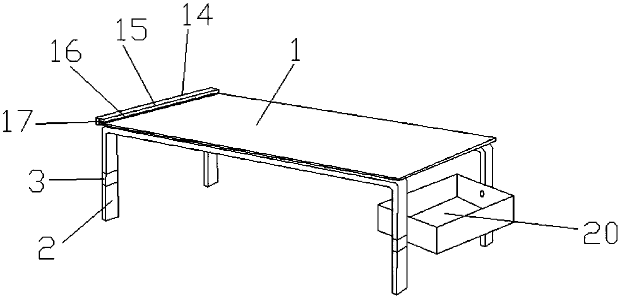 Tea table realizing functions of lifting up and down and automatically cleaning table top