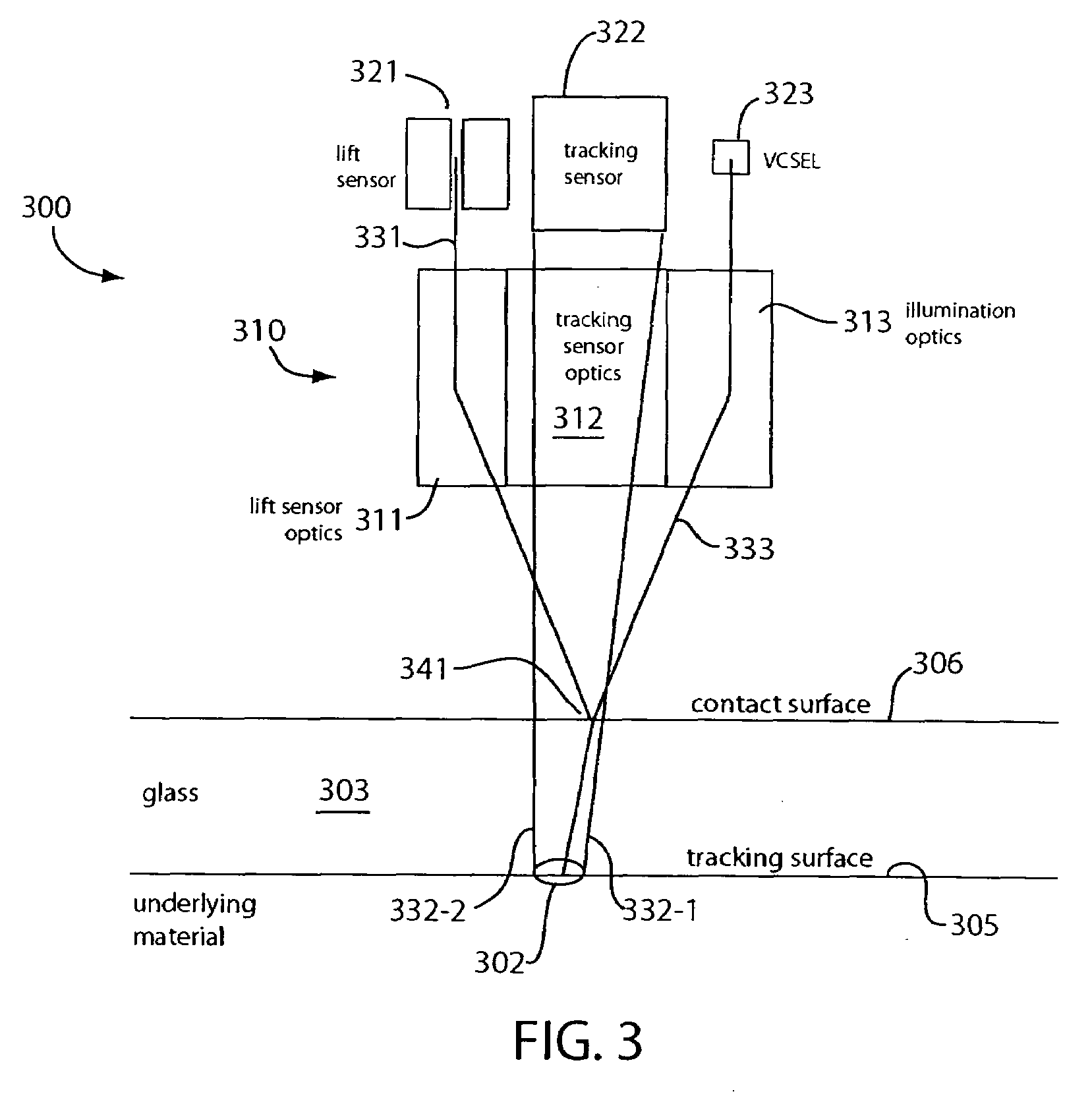 Optical navigation sensor with tracking and lift detection for optically transparent contact surfaces