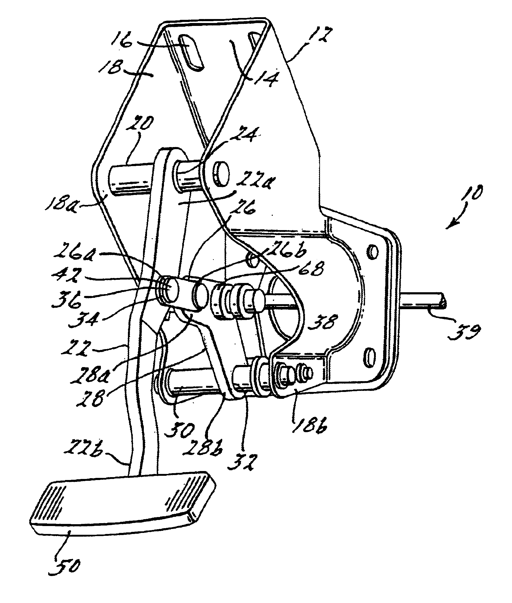 Brake pedal assembly with variable ratio