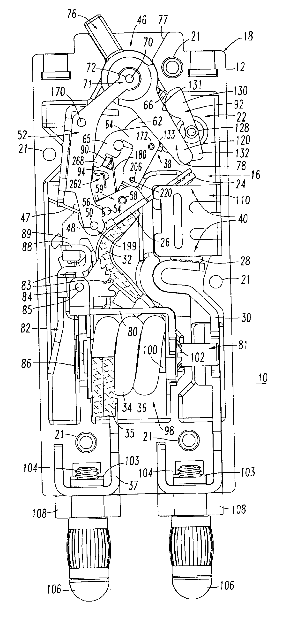 Circuit breaker including extension spring(s) between operating mechanism pivot and operating handle