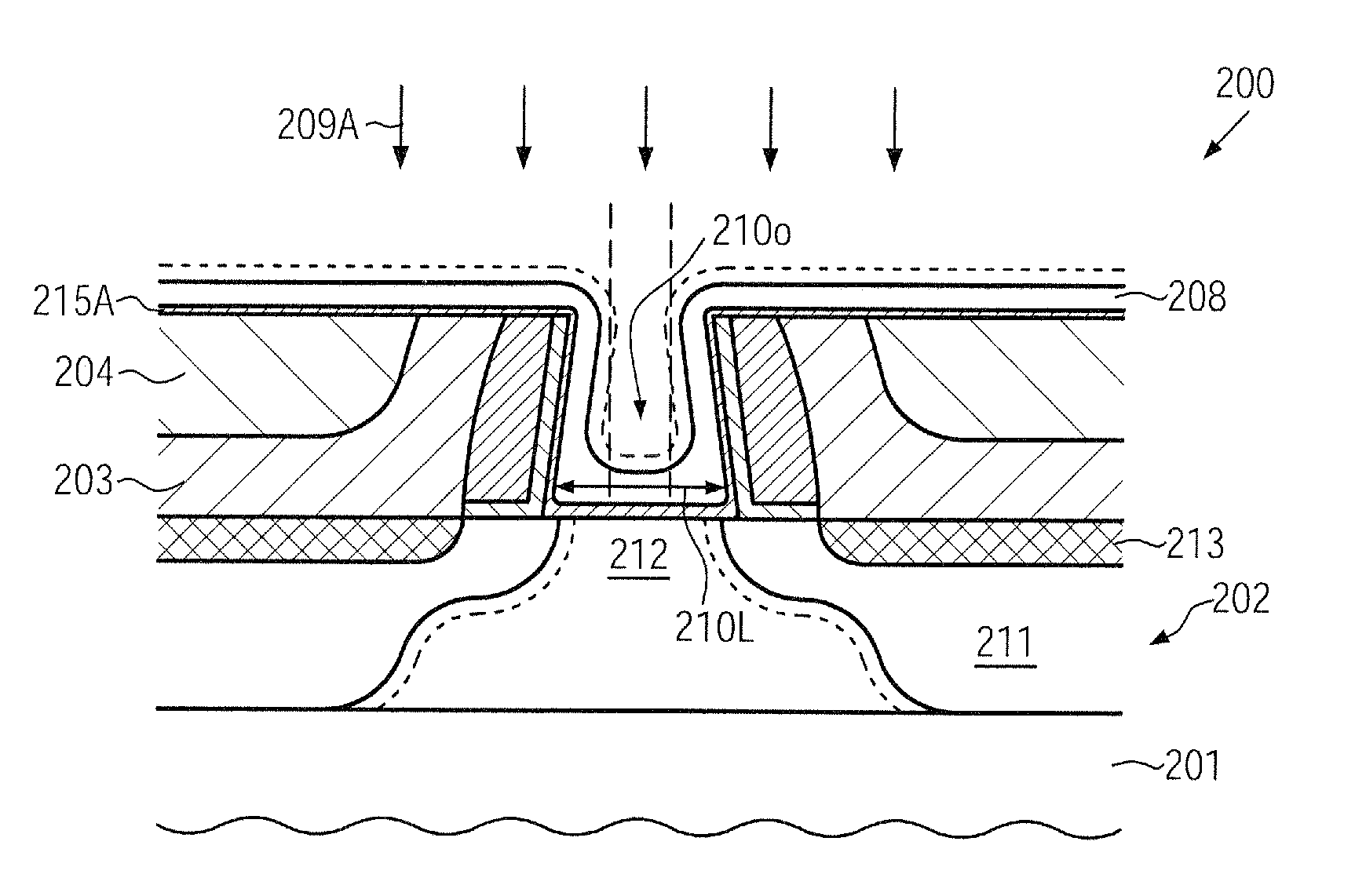High-k gate electrode structure formed after transistor fabrication by using a spacer