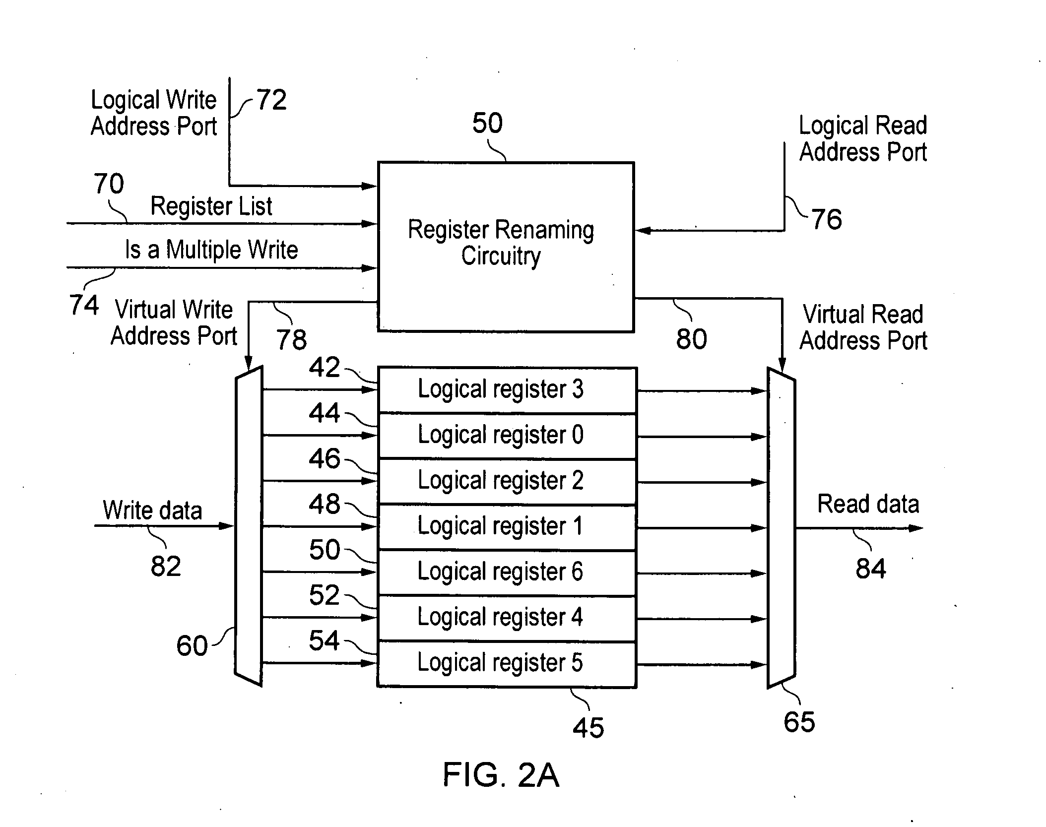 Data processing apparatus and method for performing register renaming without additional registers