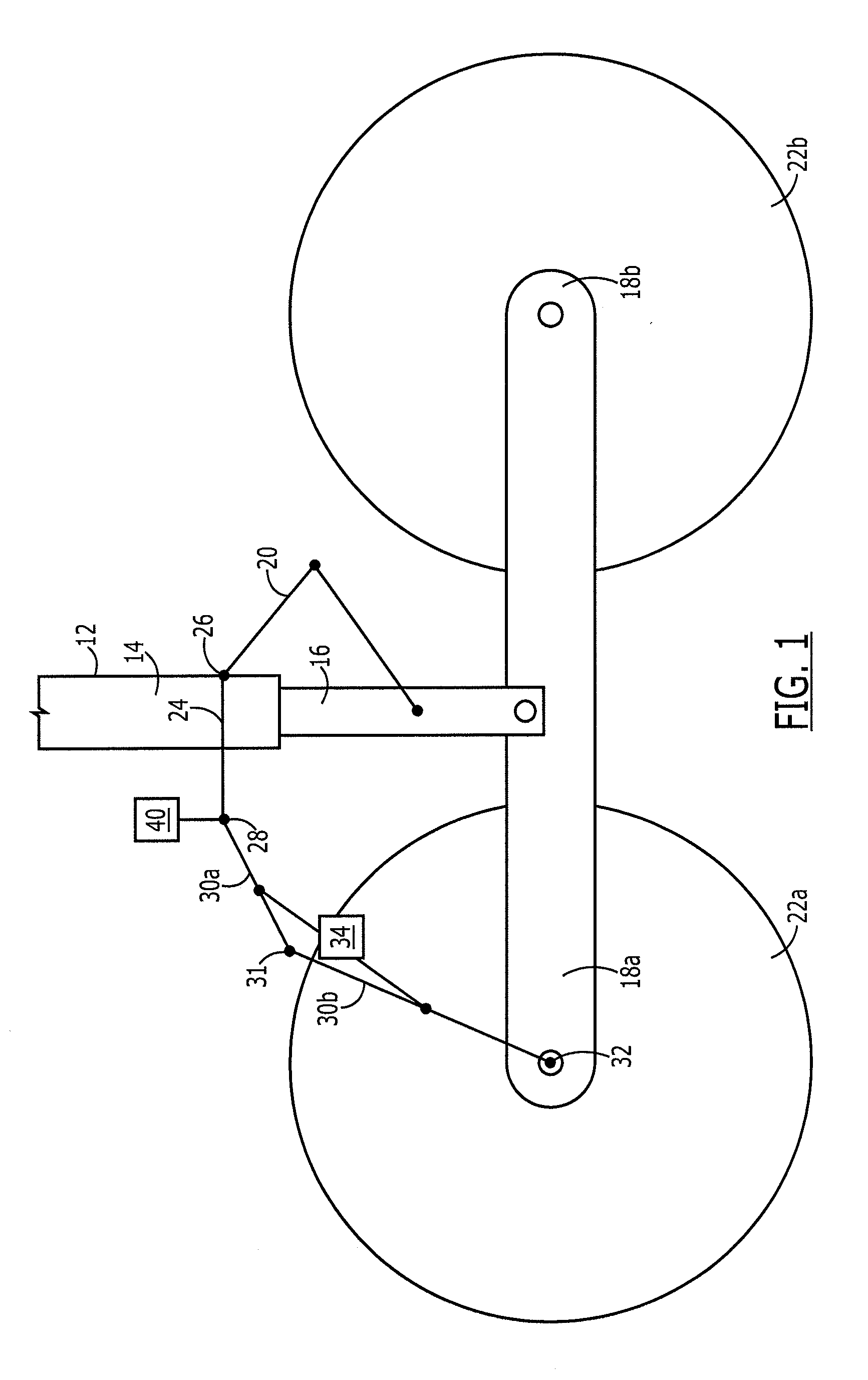 Semi-levered landing gear and associated method