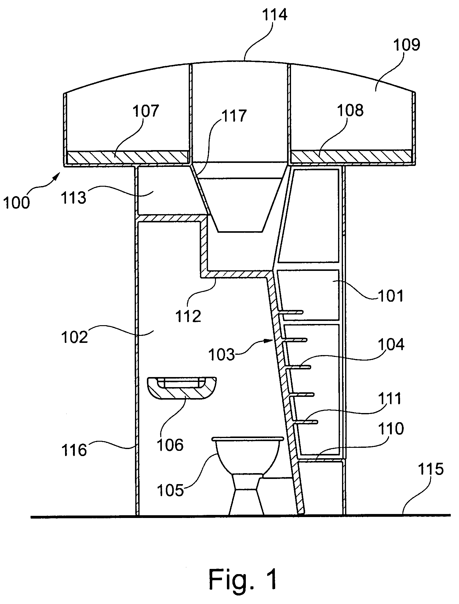 Combined staircase and lavatory module for an aircraft