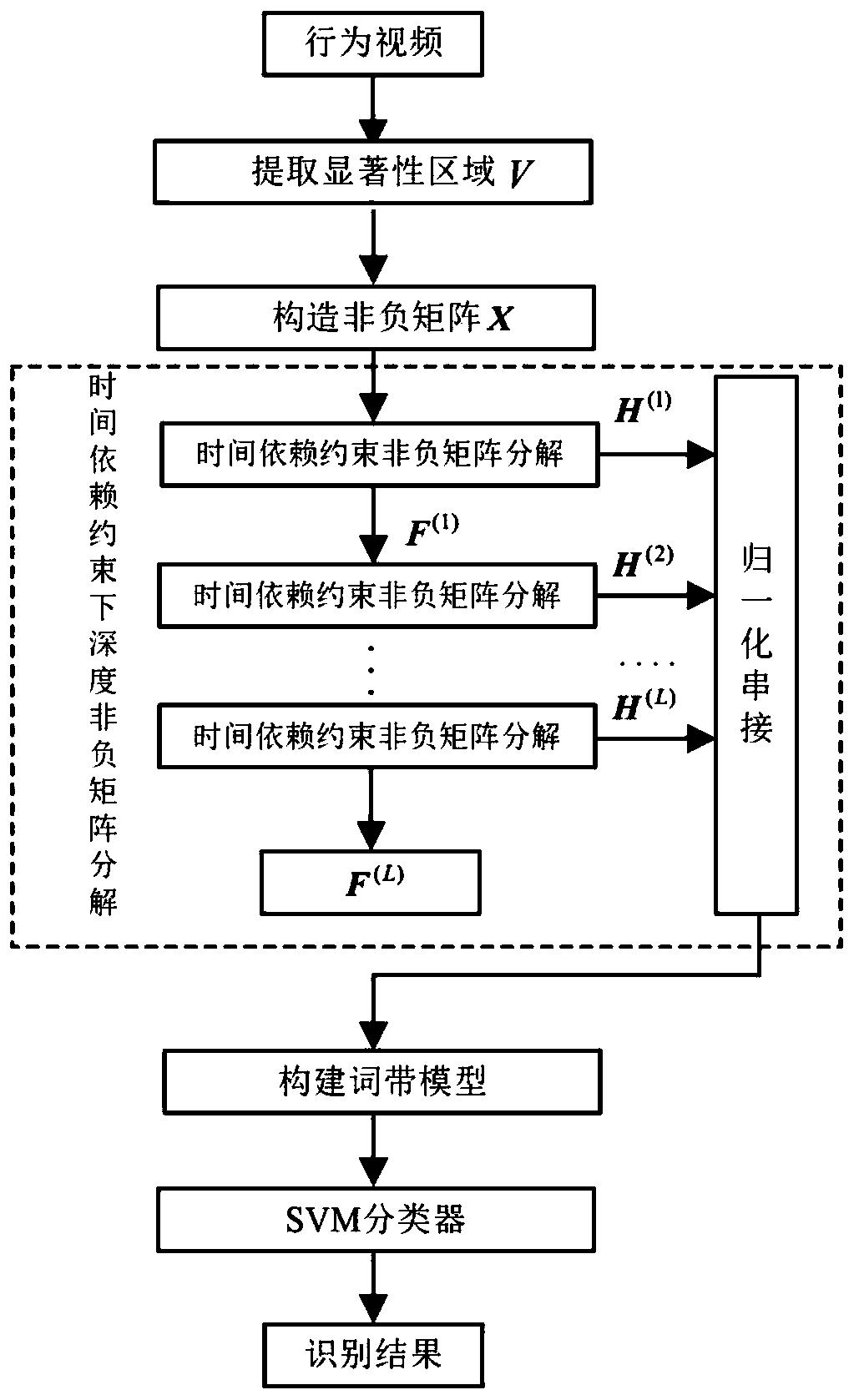 Action Recognition Method Based on Deep Nonnegative Matrix Factorization Under Time-Dependent Constraints