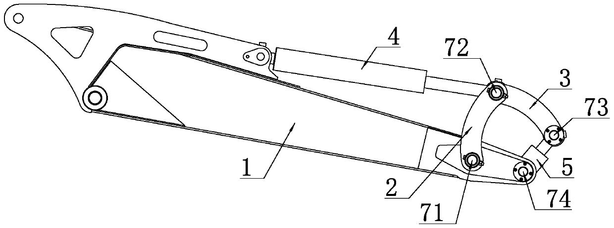 Connection structure applied between bucket rod and executive part of excavator