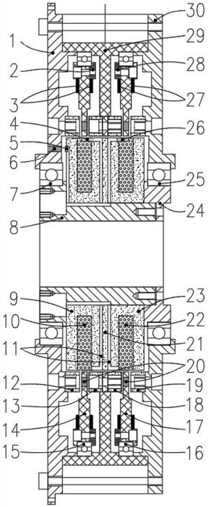 An internal excitation automatic balancing device for a propeller