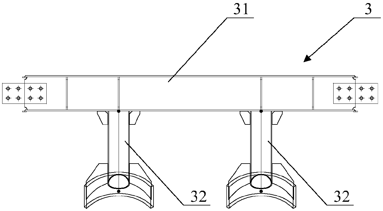 Bridge arch foot support device and its construction method