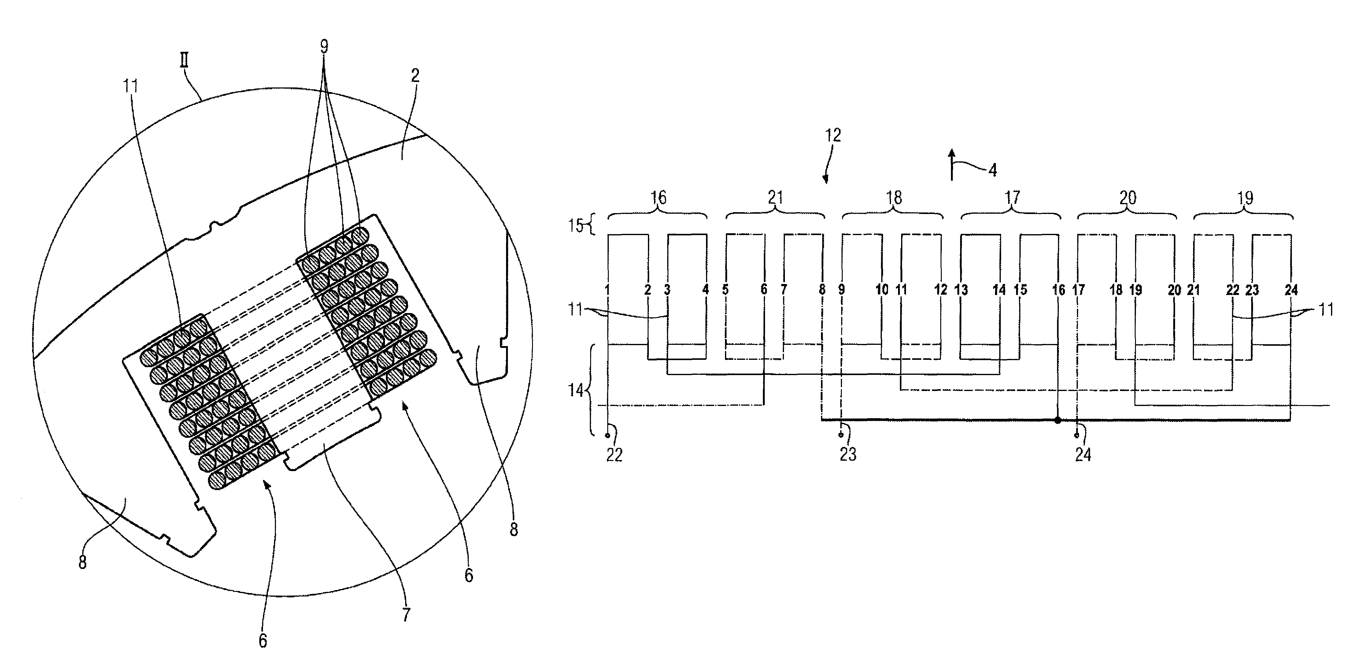 Electrical machine comprising a winding system with coil groups