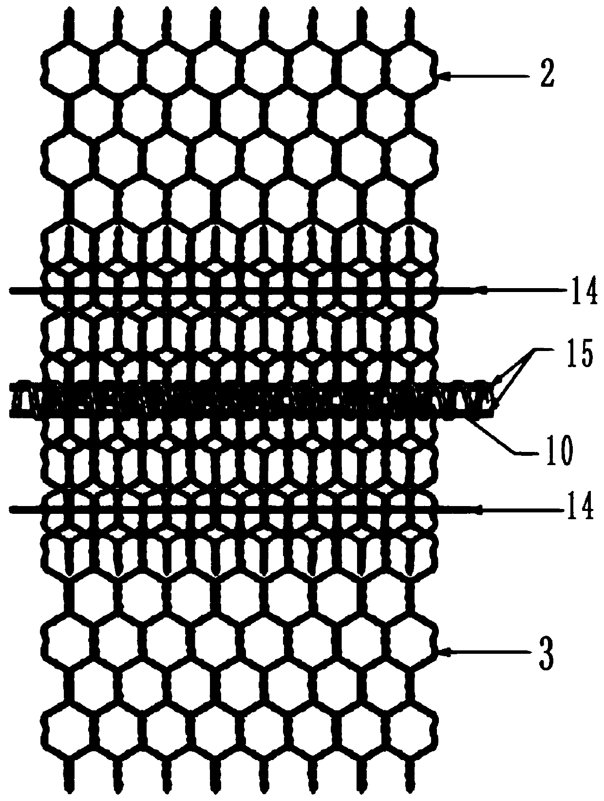 Semi-rigid composite polyester net cage and assembling process thereof