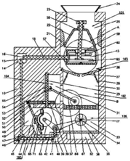 Grinding device for chemical processing of materials