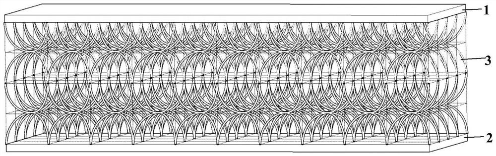 An impact-resistant curved bar lattice sandwich panel structure