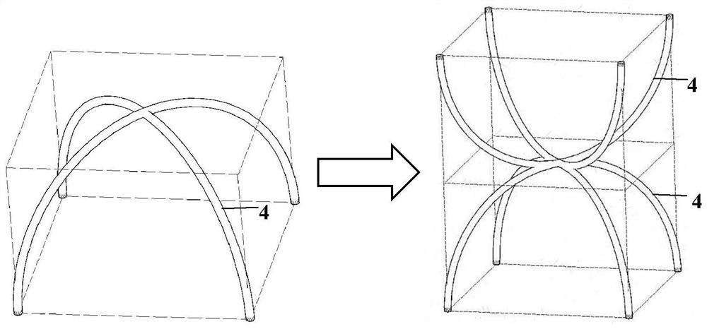 An impact-resistant curved bar lattice sandwich panel structure