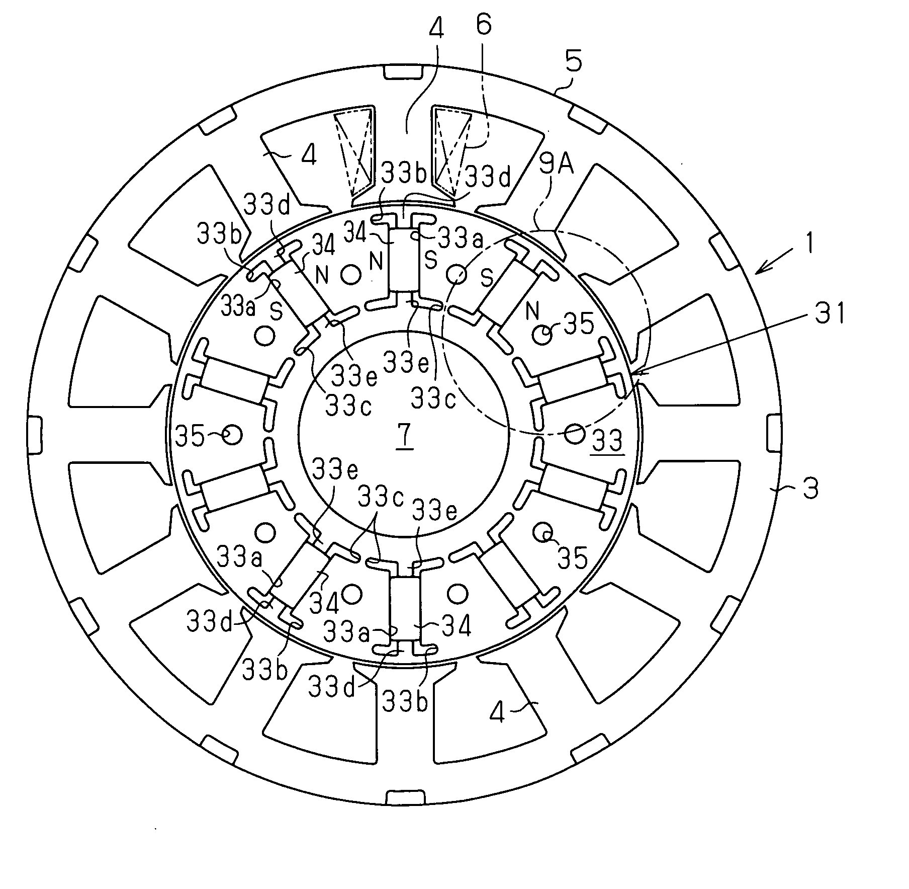 Embedded magnet type rotating electric machine