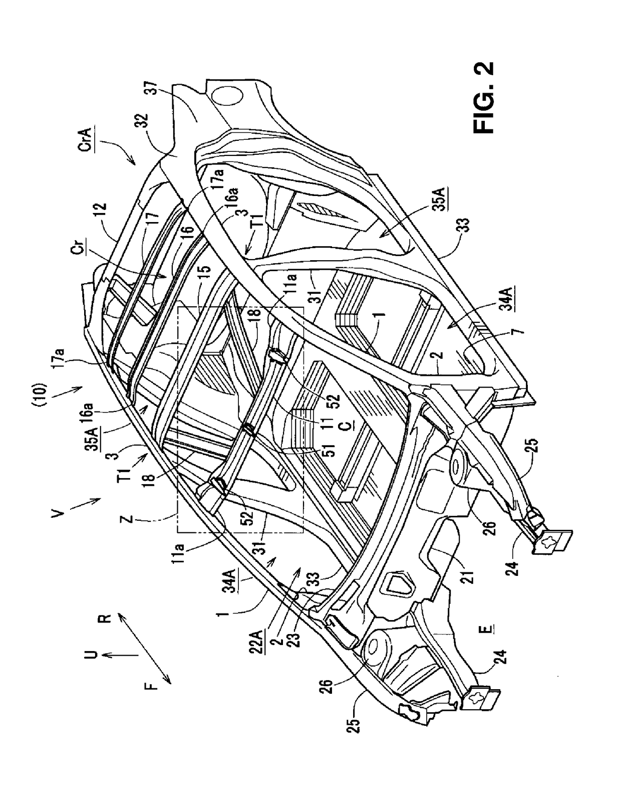 Upper vehicle-body structure of vehicle