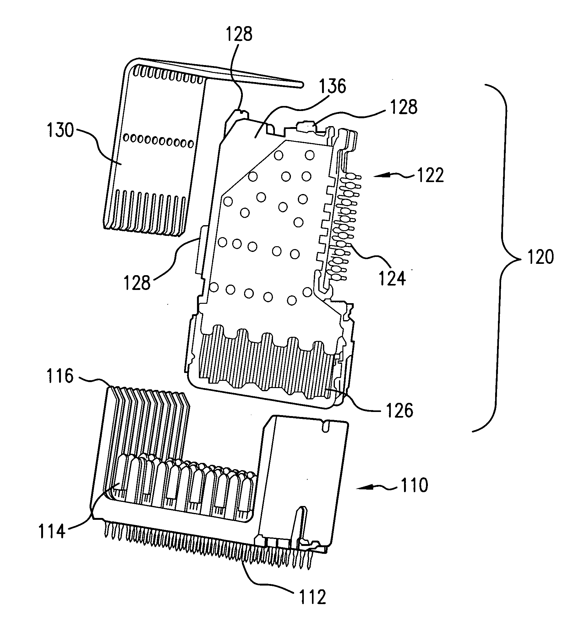 Connector with improved shielding in mating contact region