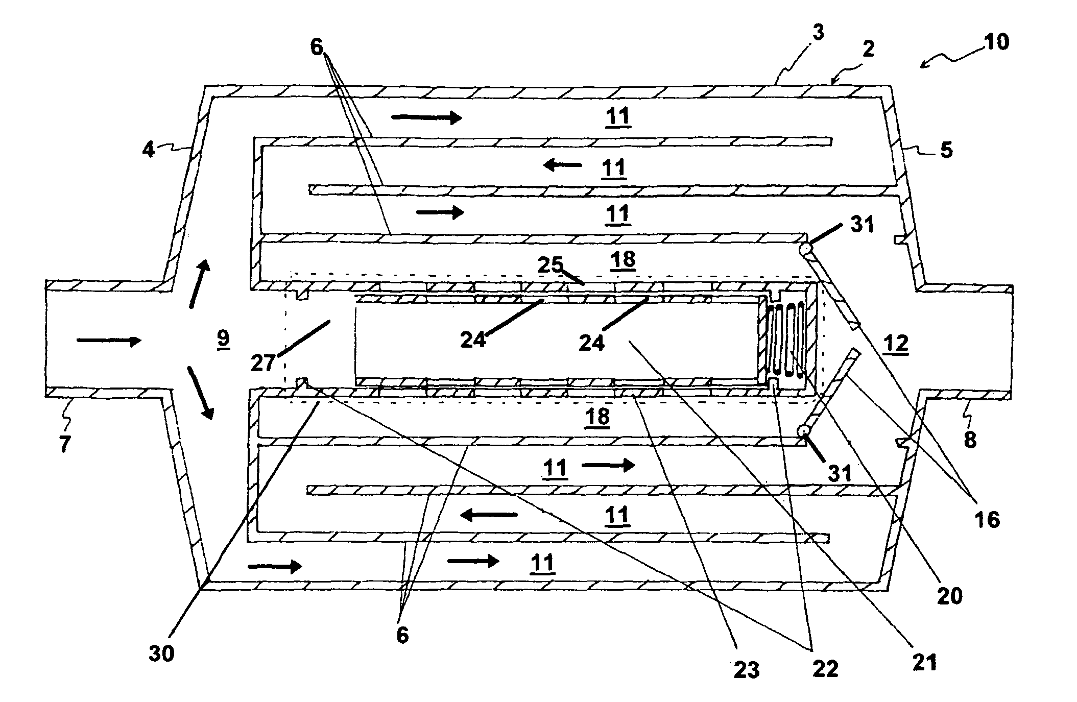 Exhaust system for internal combustion engine having temperature variable acoustics