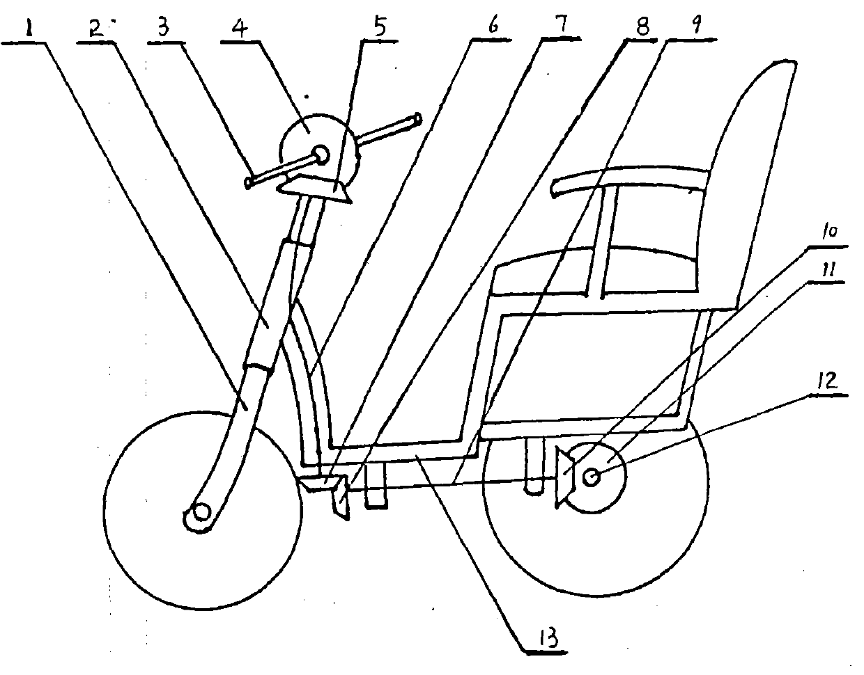 Transmission shaft type tricycle