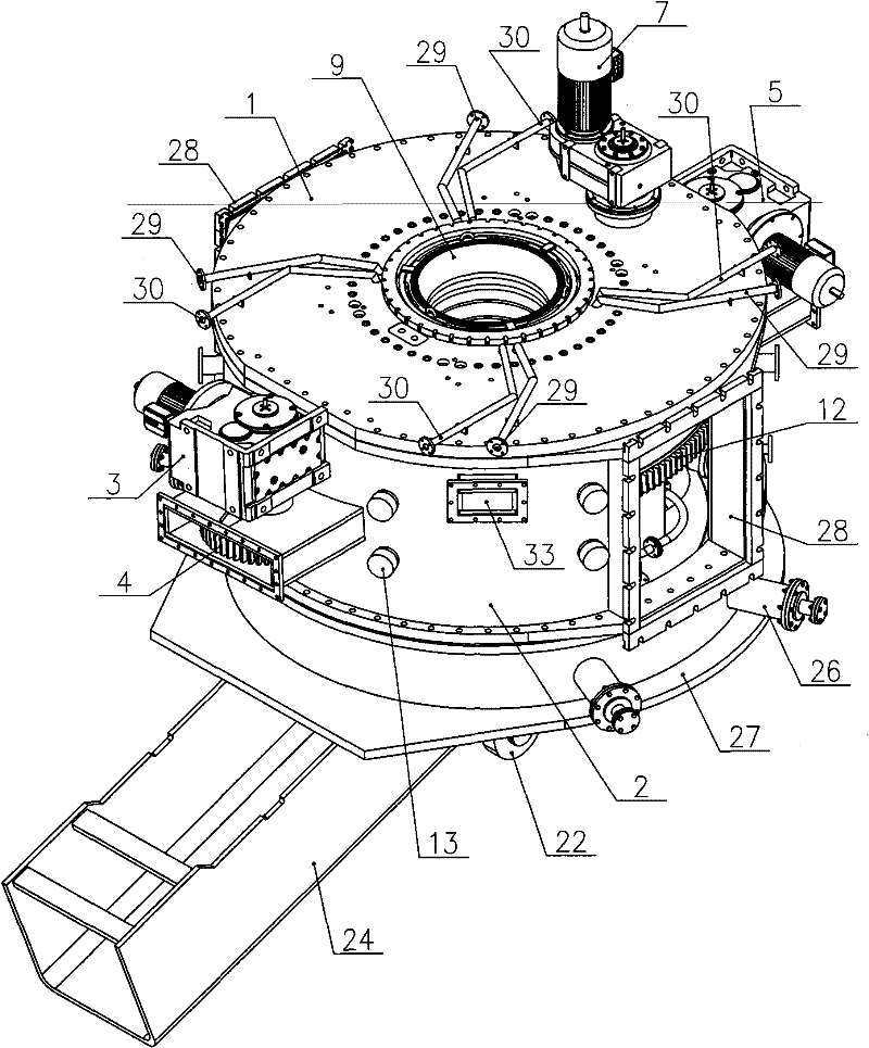 Blast furnace roof material distributing device