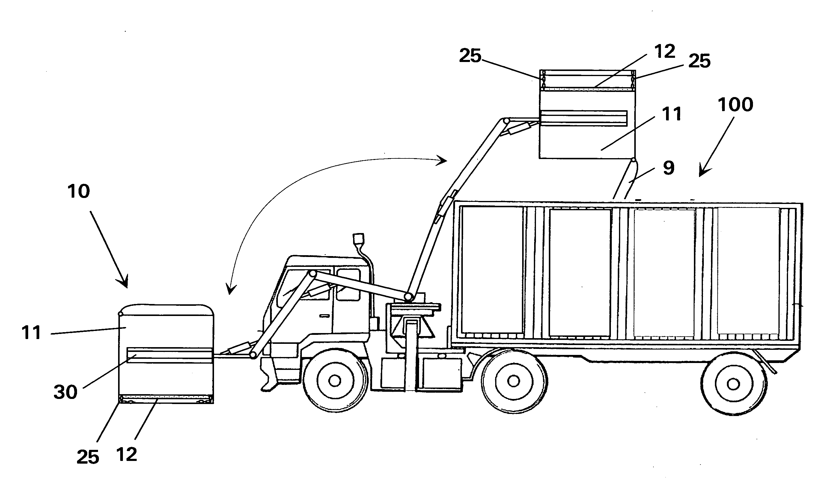 Dumpster with a moveable false floor and method of collecting trash using the same