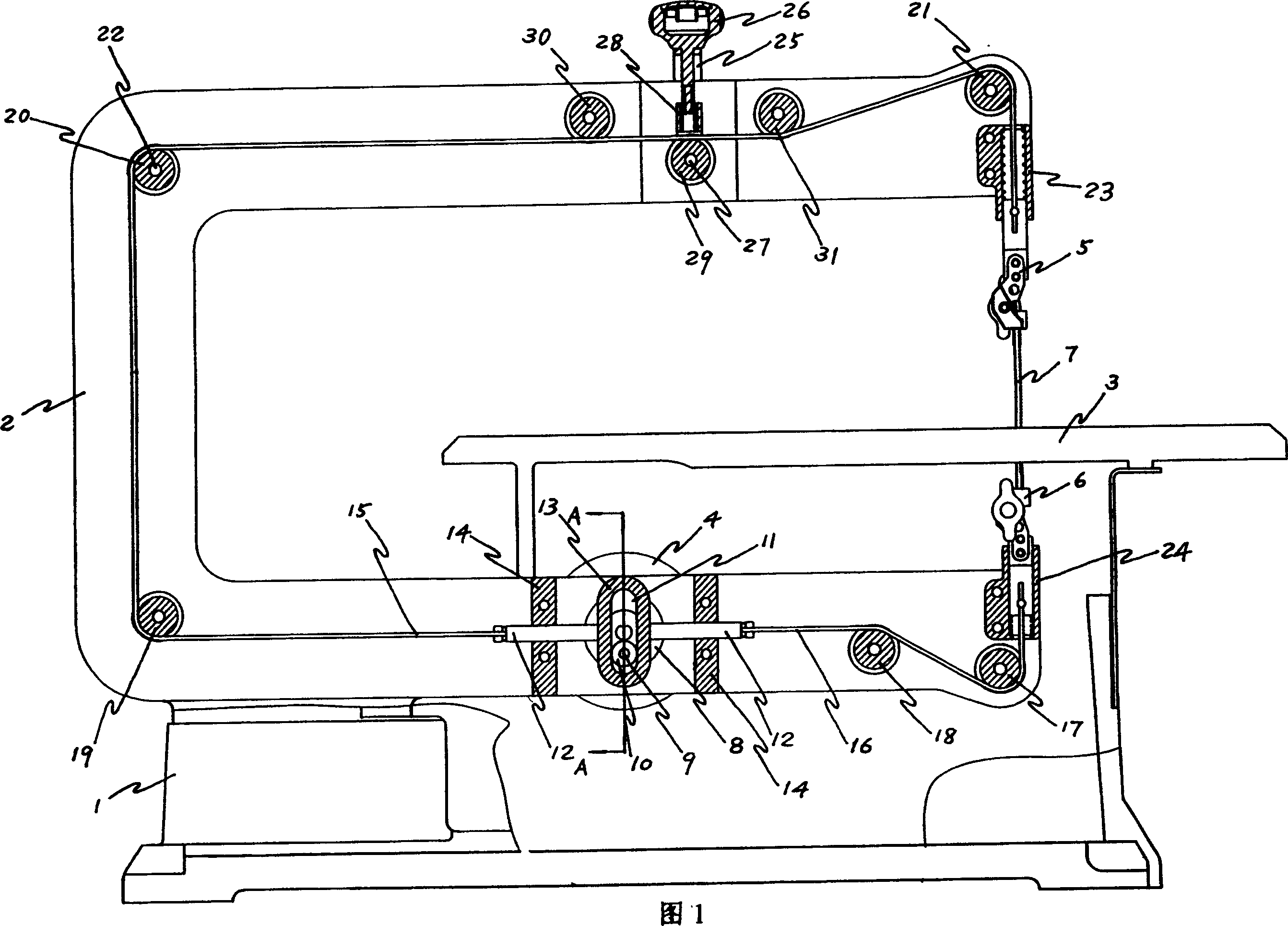 Steel wire drive scroll saw