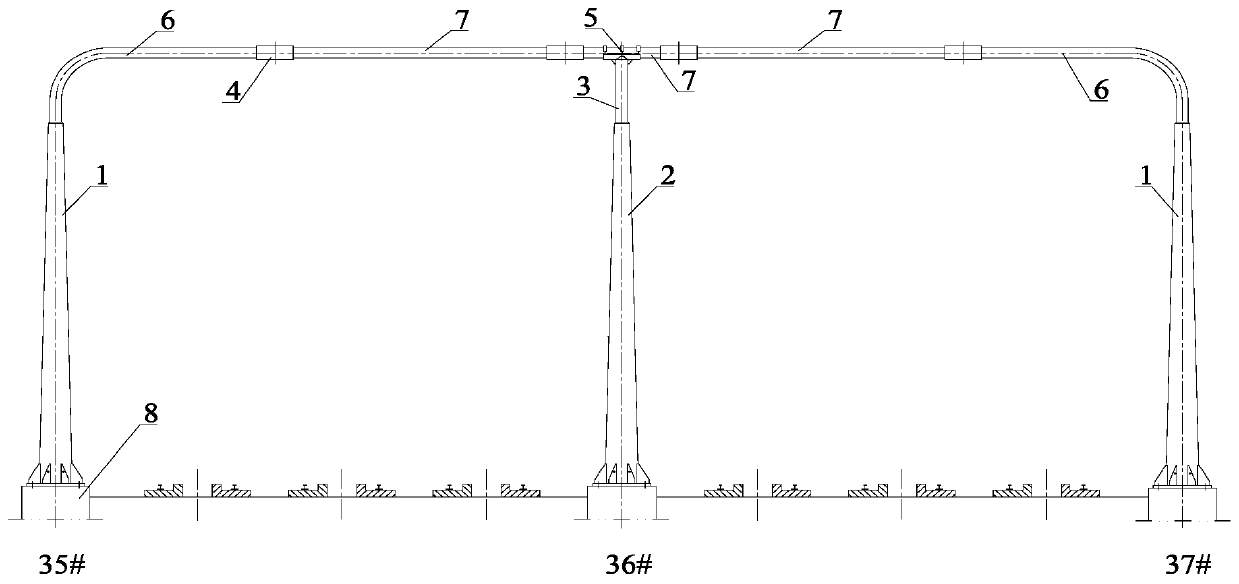 Overhead line system hard cross beam connected in welded manner and construction method thereof
