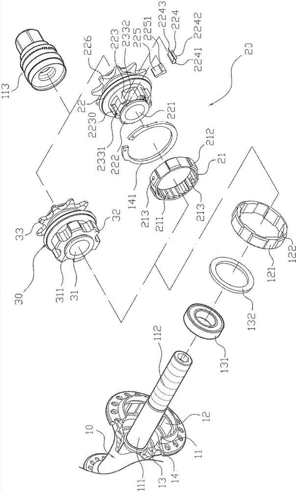 Driving device for rear hub of bicycle