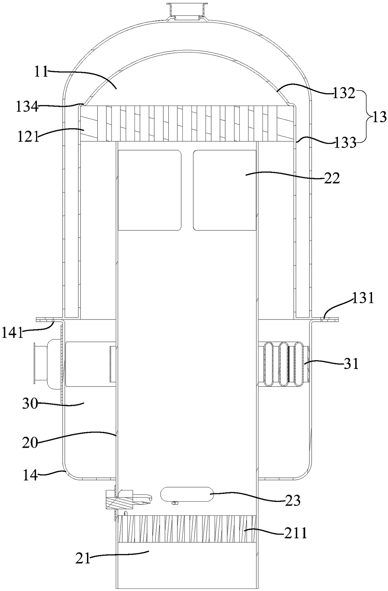 Combustion chamber structure and gas water heater