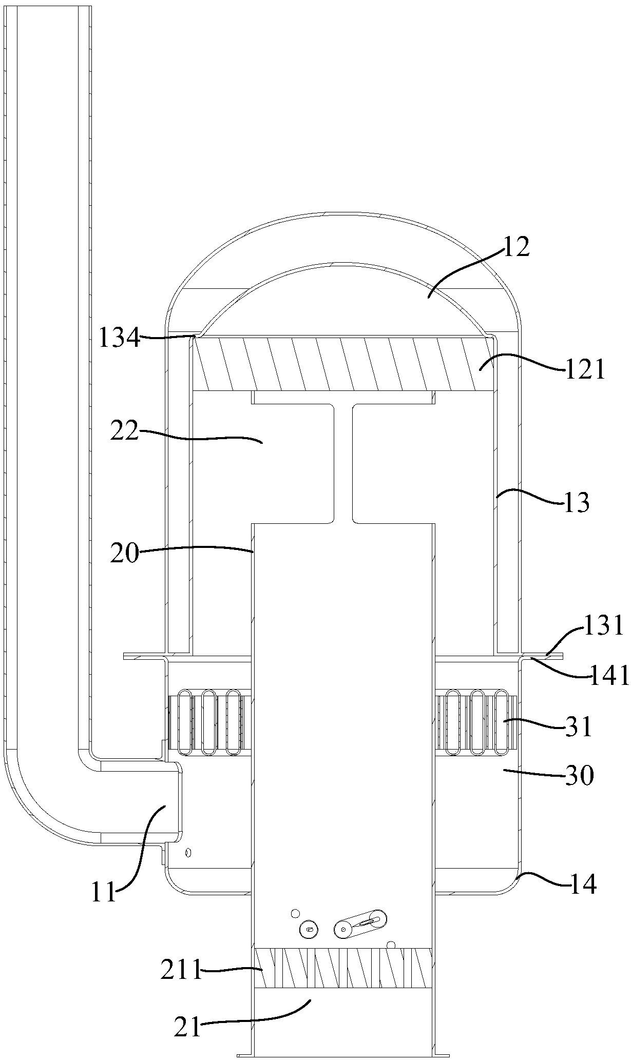 Combustion chamber structure and gas water heater