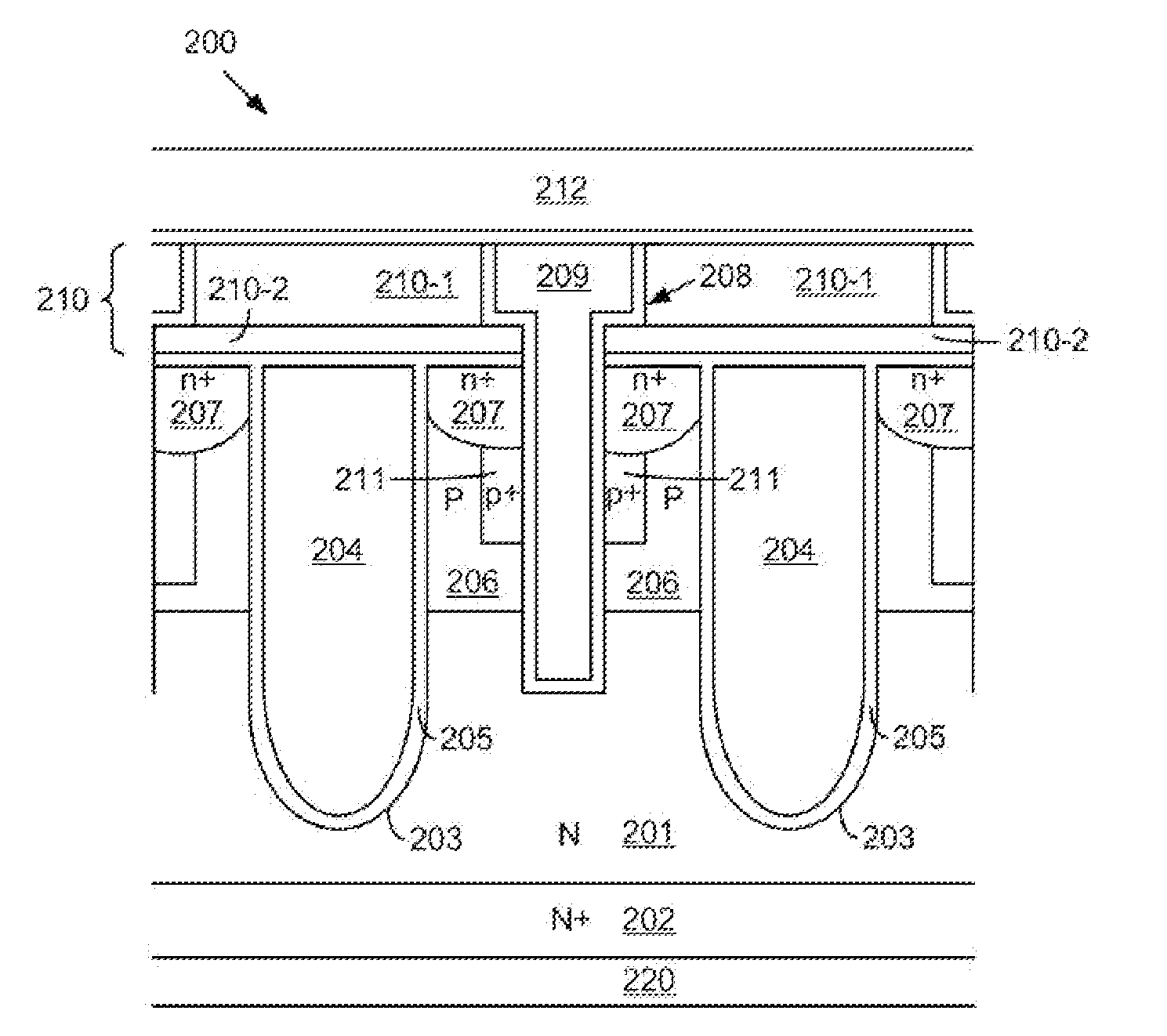 Trench metal oxide semiconductor field effect transistor with embedded schottky rectifier using reduced masks process