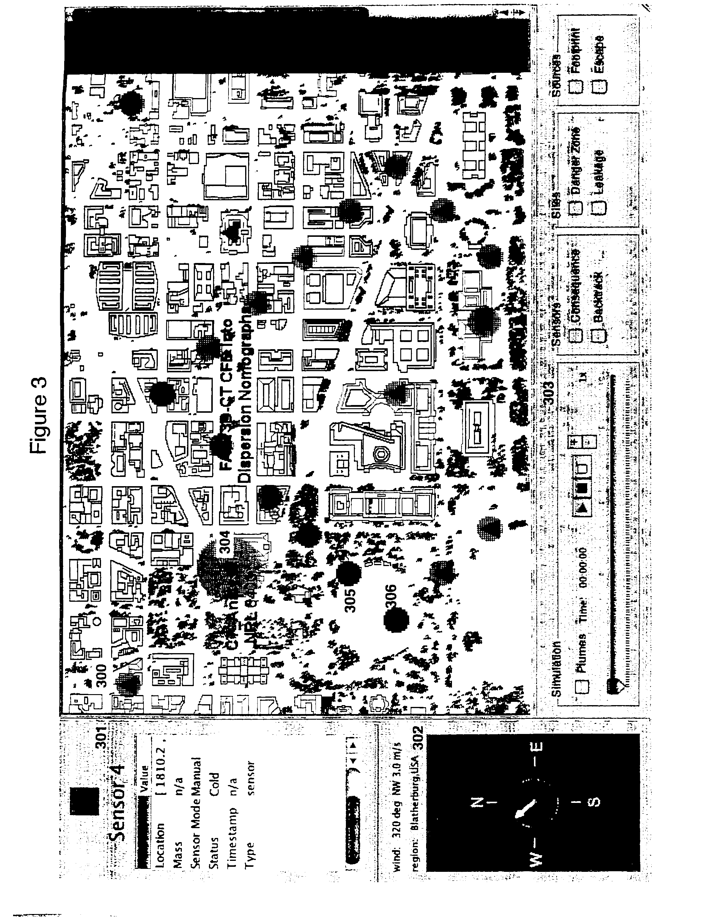 System and method for zero latency, high fidelity emergency assessment of airborne chemical, biological and radiological threats by optimizing sensor placement