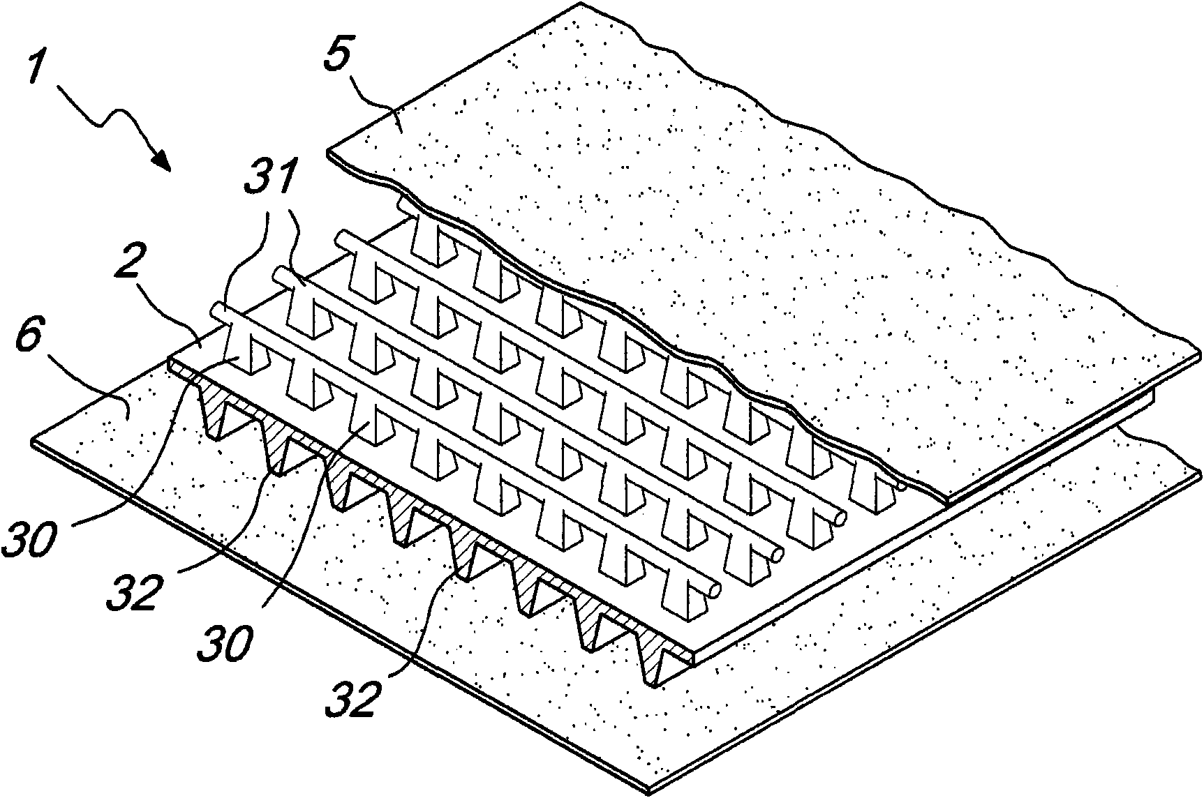 Composite for geotechnics, building and the like, with impermeable layer