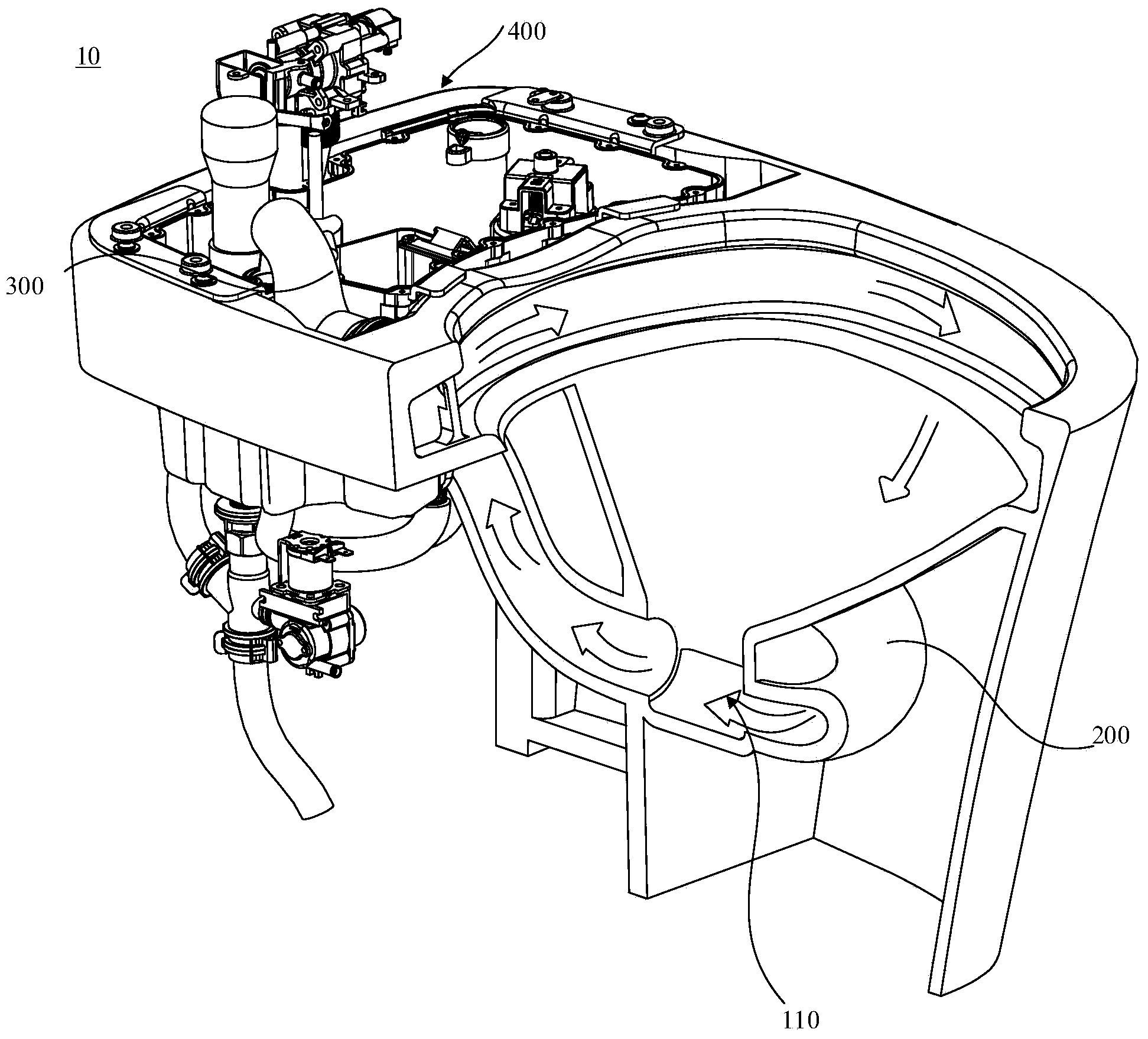 Toilet bowl and flushing system thereof