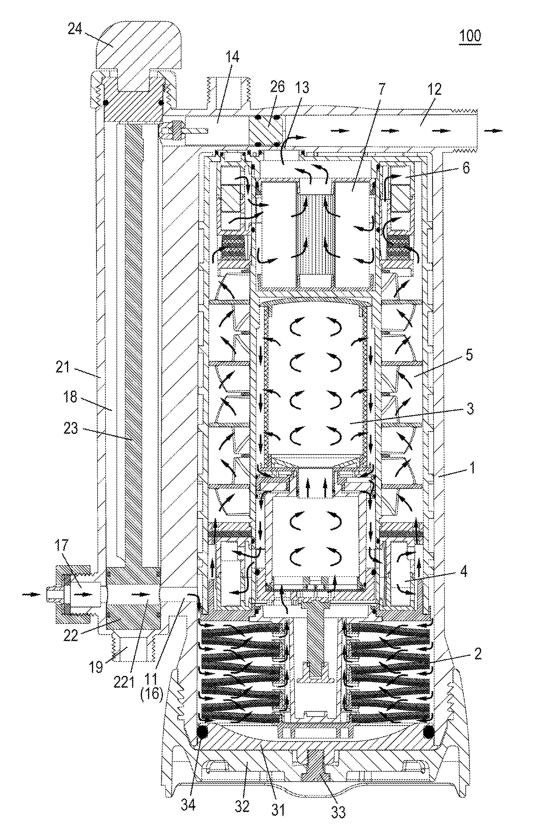 Sealing structure, fluid treatment unit, fluid treatment device and manual switching mechanism therefor