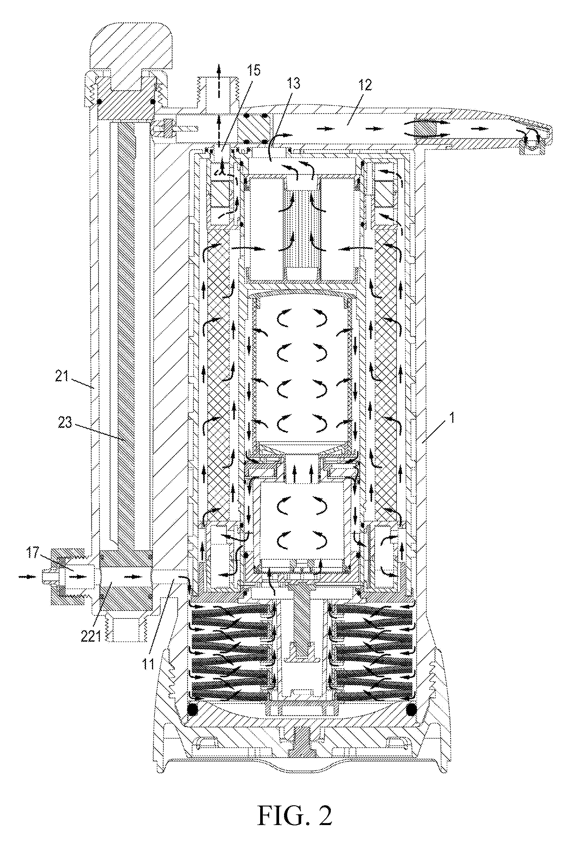 Sealing structure, fluid treatment unit, fluid treatment device and manual switching mechanism therefor