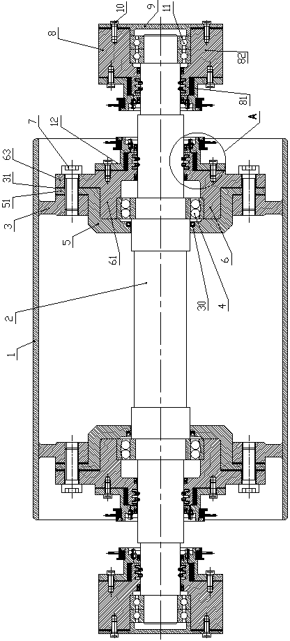 Novel sealing device of belt conveyor roller shaft under anti-corrosion and dust-proof special working conditions