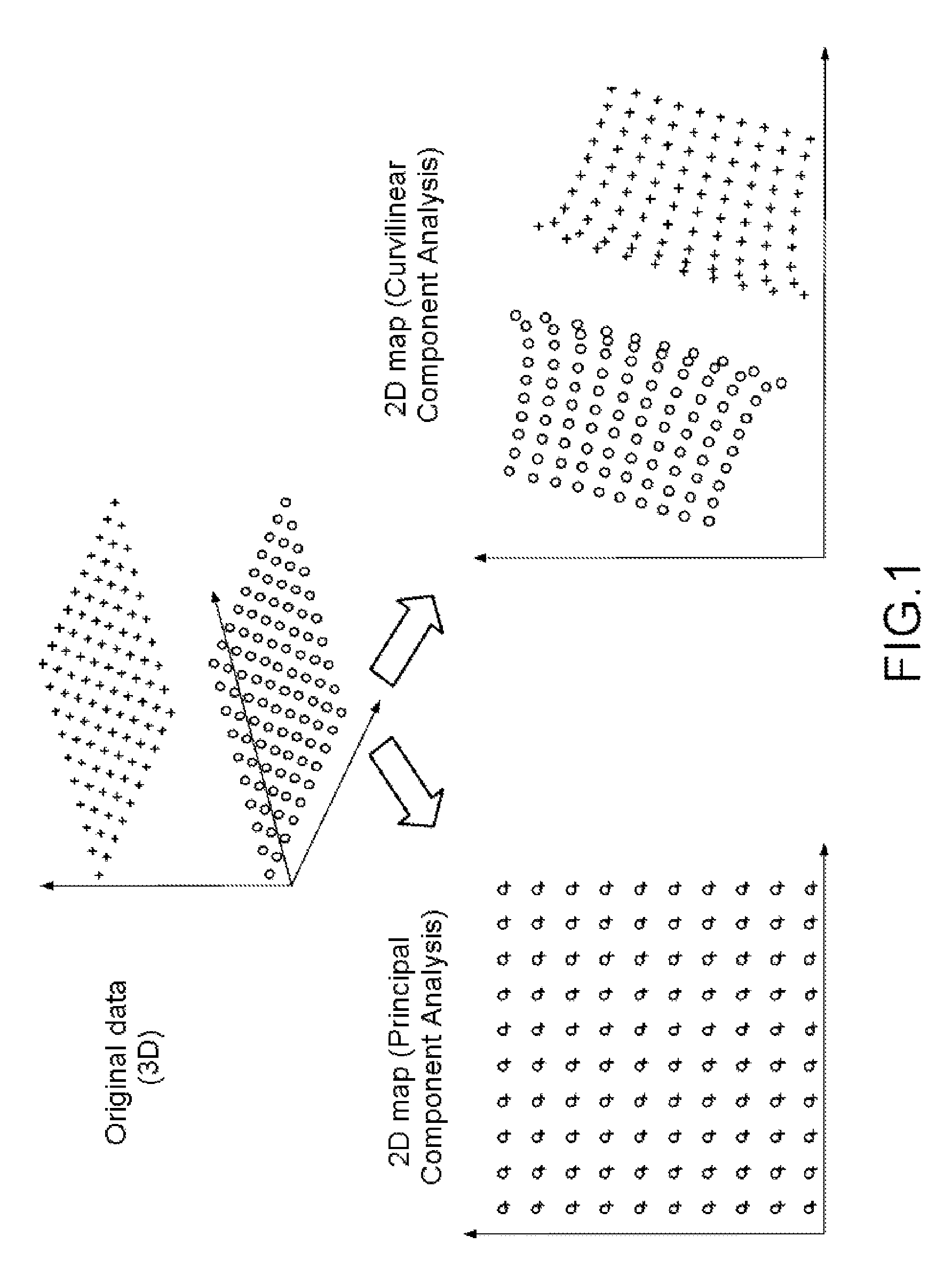 Method and system for dimensionality reduction and evaluating the class of a test datum in a large-dimension data space