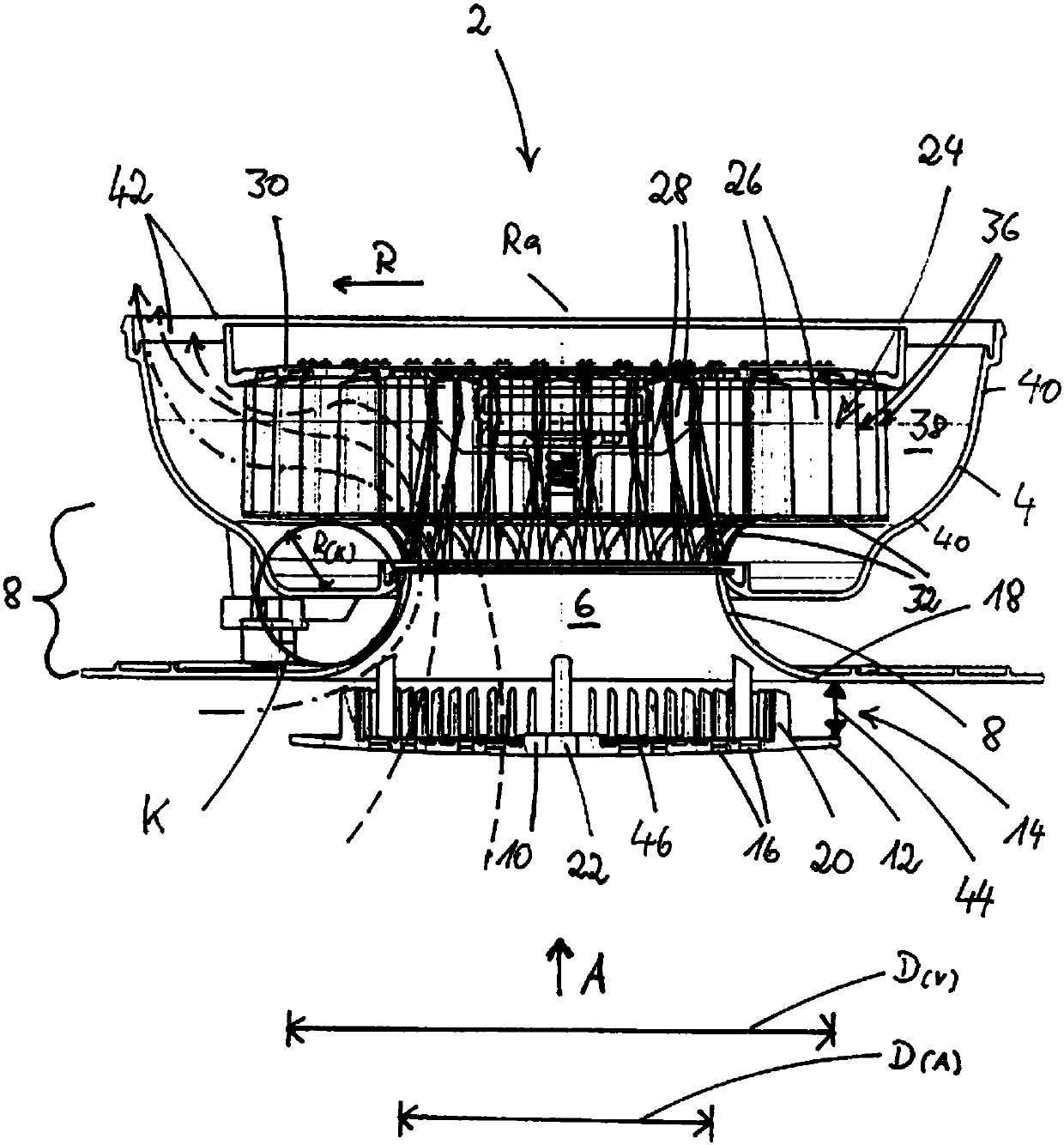 Oil fume extraction device equipped with distribution plate arranged in front of suction opening