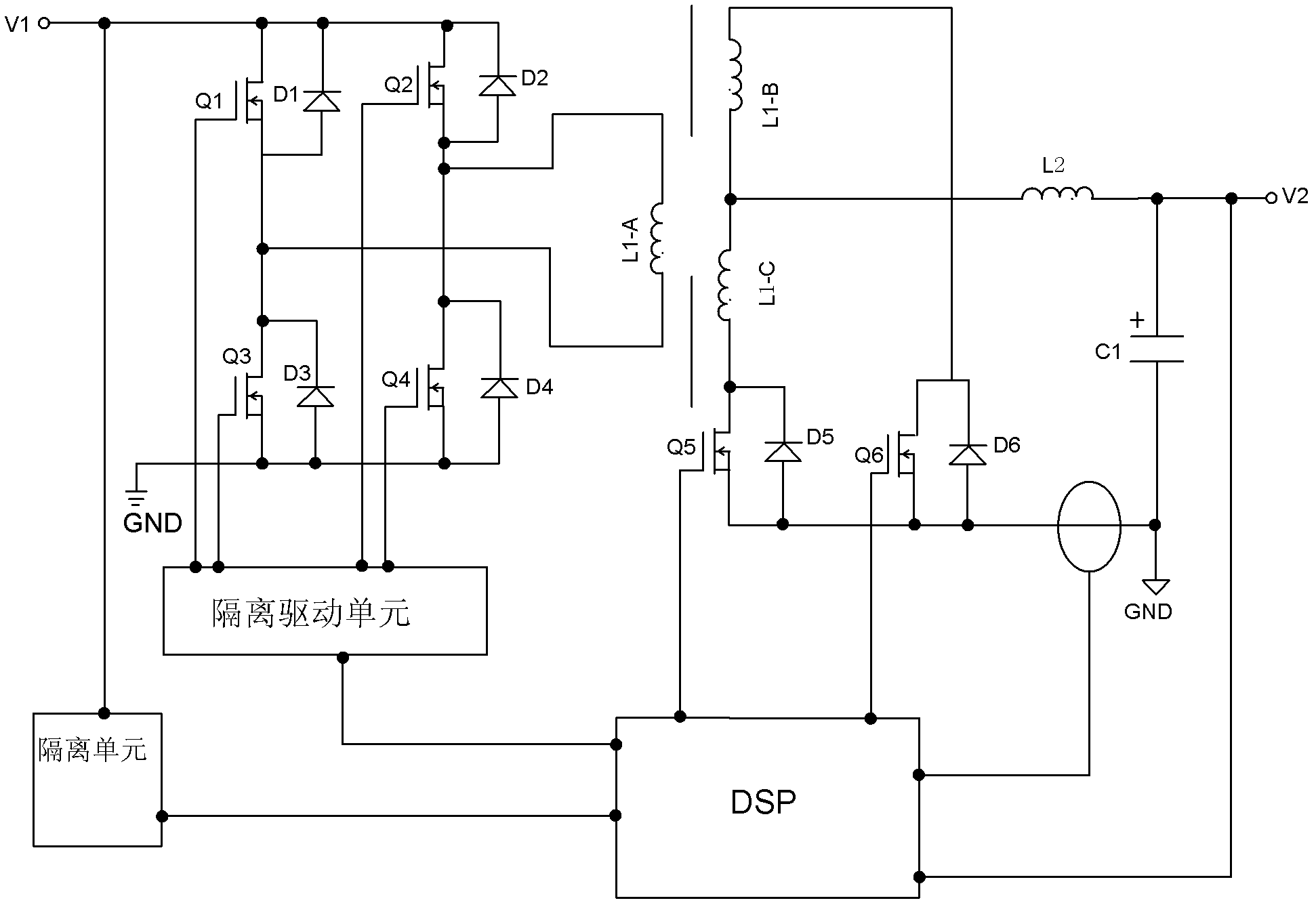 Isolated direct current (DC) bidirectional converter