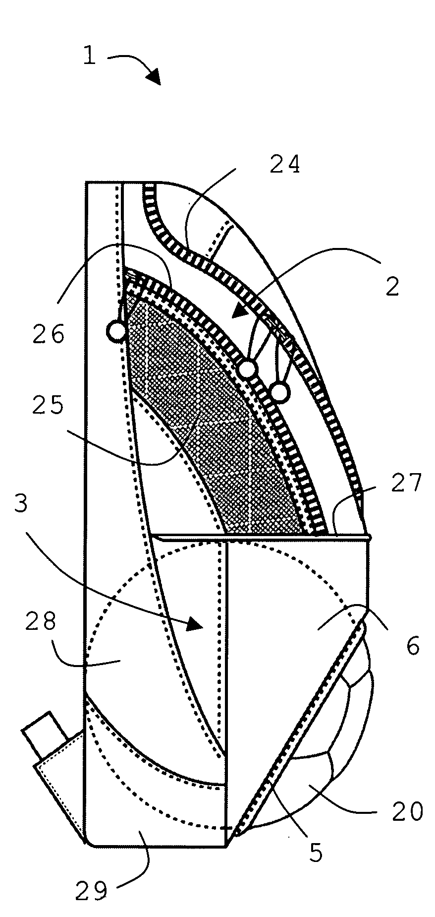 Carrying bag containing a separate compartment configured to carry a sports product