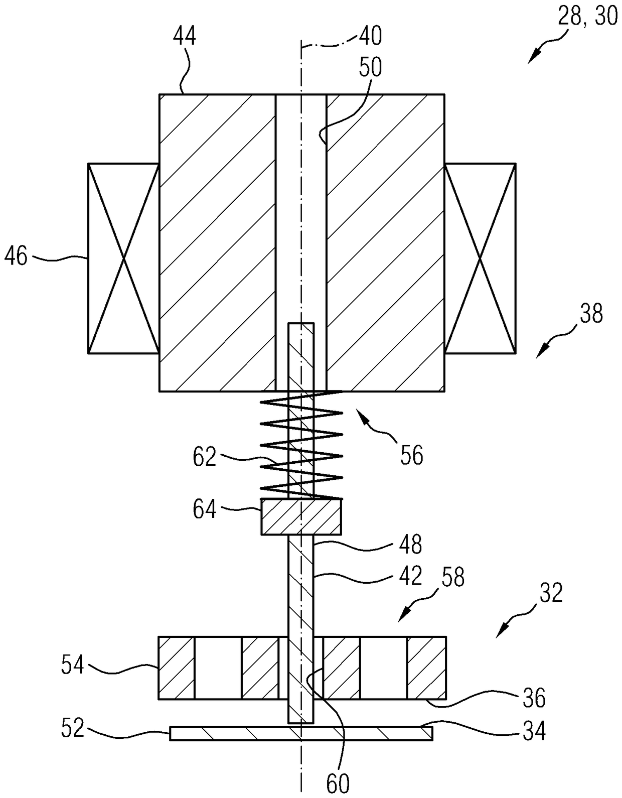 Magnetic valve for a fuel injection system and high pressure fuel pump