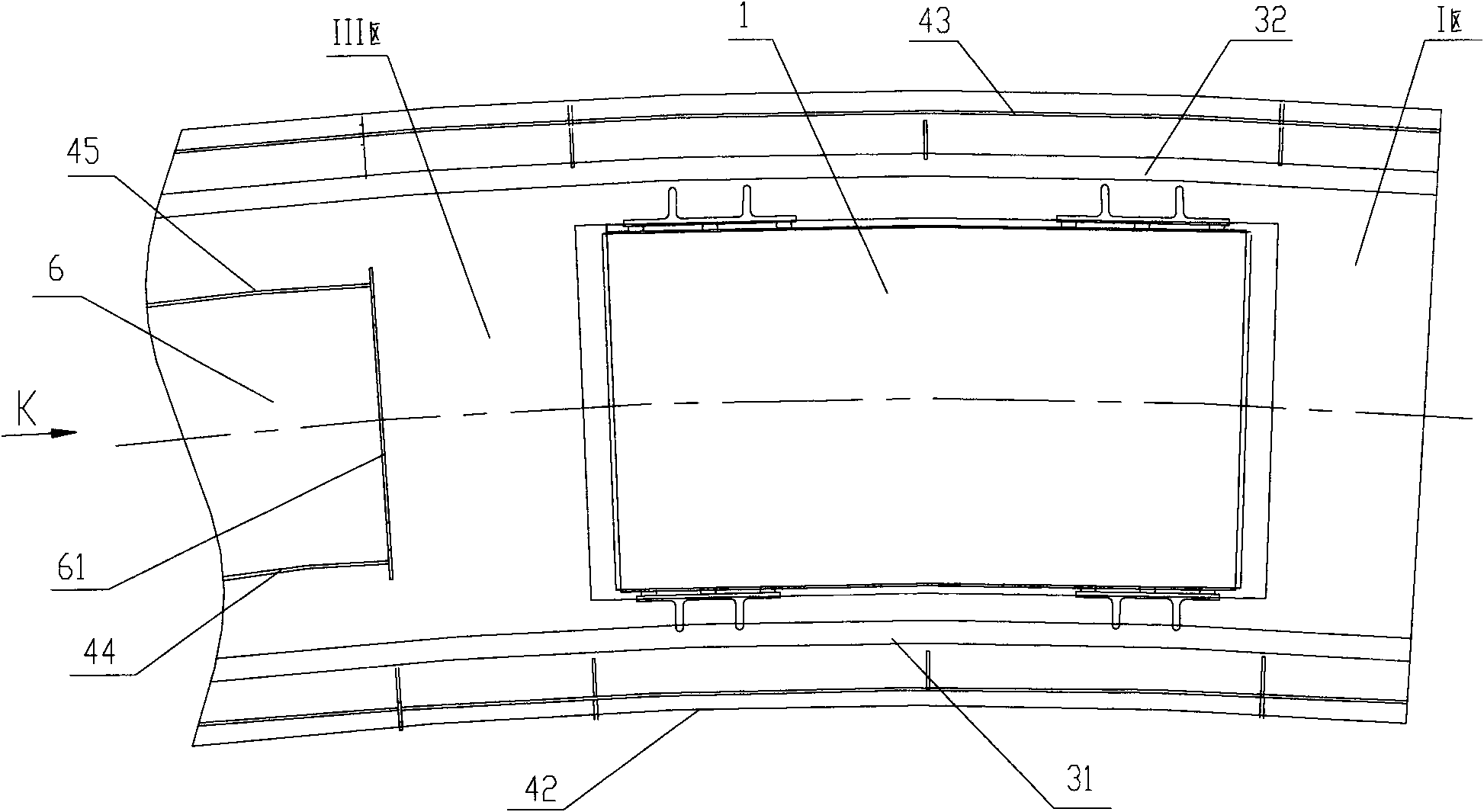 Annular air duct end sealing transition region liquid prevention and wave suppression device