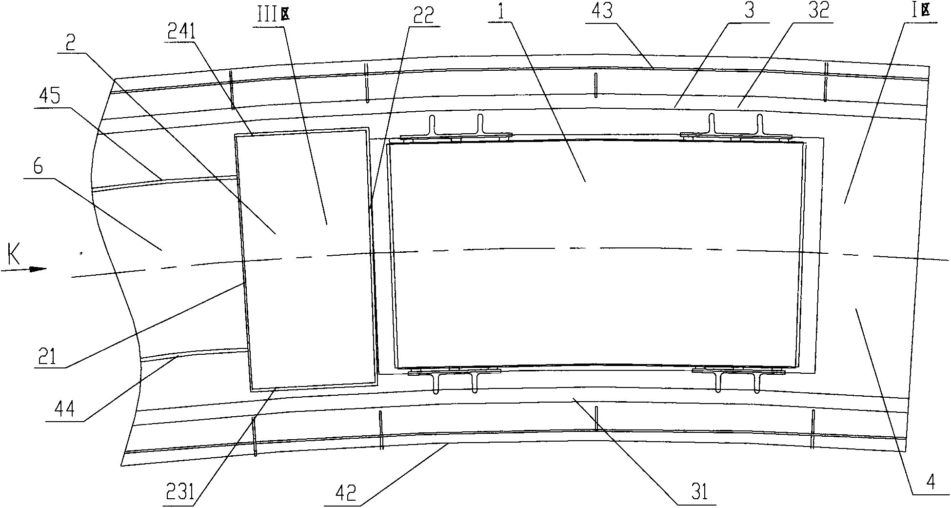 Annular air duct end sealing transition region liquid prevention and wave suppression device