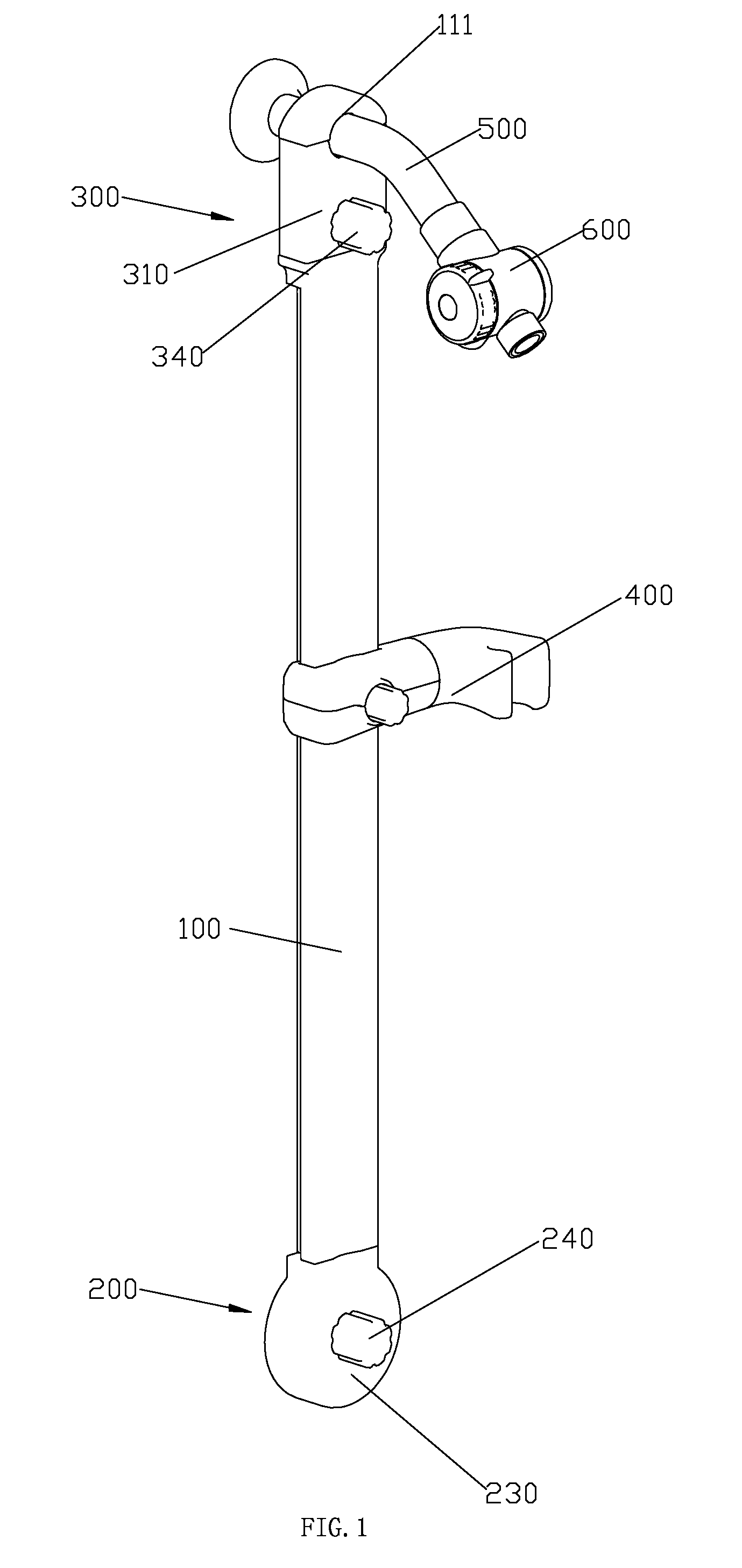 Lifting rod device of shower