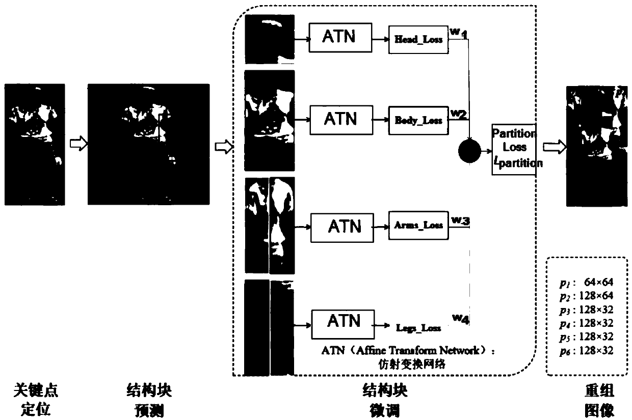 Bilinear pedestrian re-identification network construction method based on body structure division