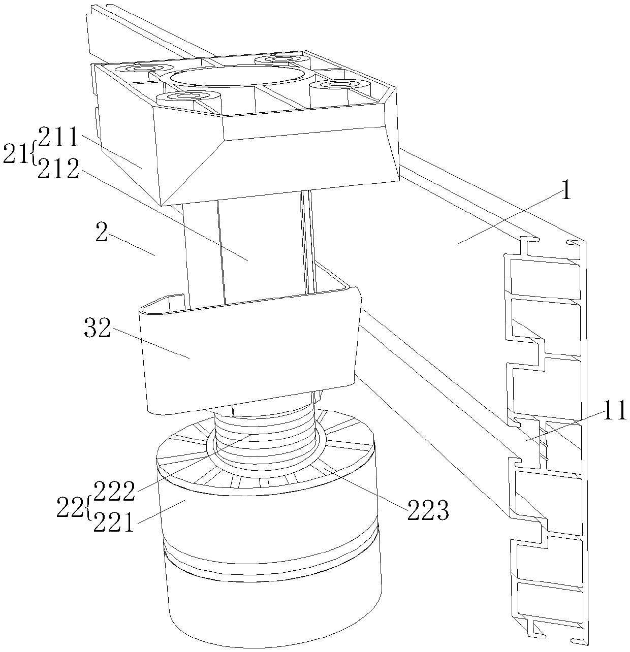 Skirting board assembly and cabinet provided with same