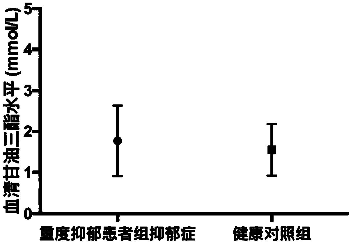 Application and kit of triglyceride as marker in preparation of depression diagnosis or curative effect evaluation kit