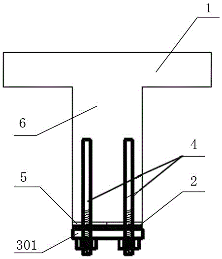 Anchoring structure for reinforcing T beam FRP