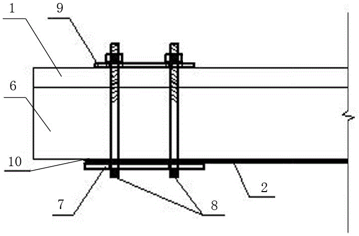 Anchoring structure for reinforcing T beam FRP