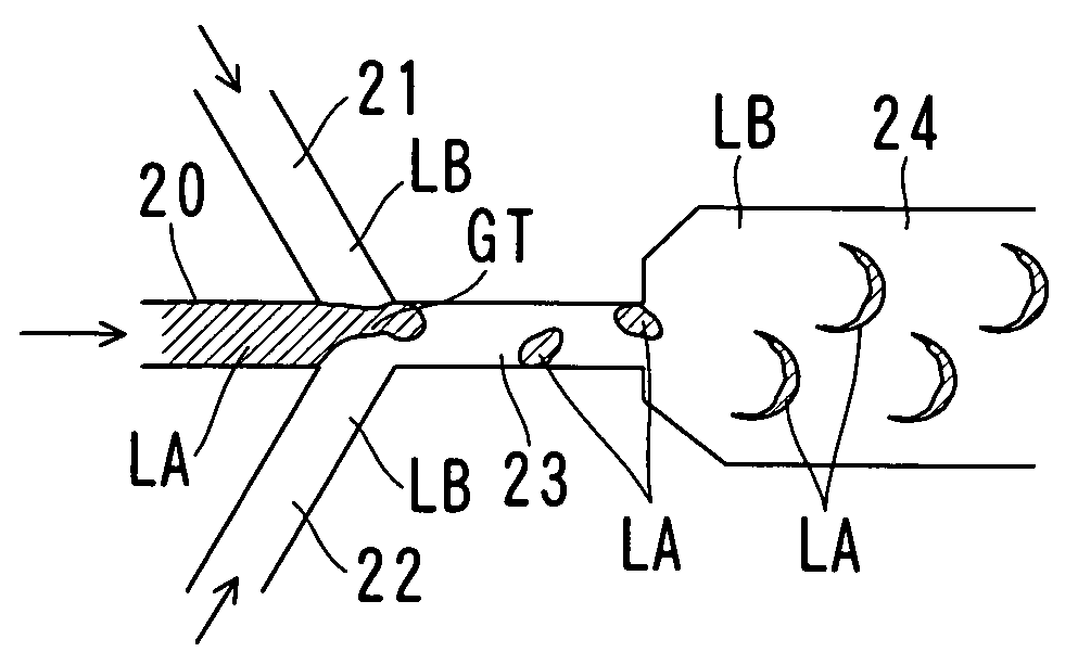 Method, device and system for mixing liquids